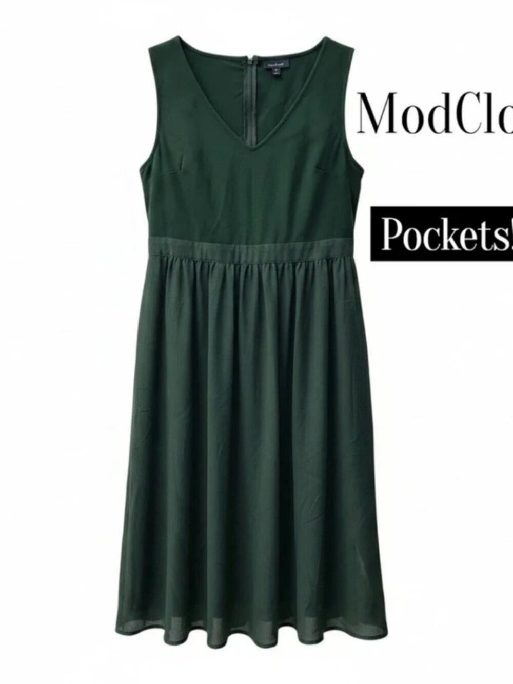 ModCloth Green Sleeveless Dress with Pockets, Sz. XL - Picture 1 of 3
